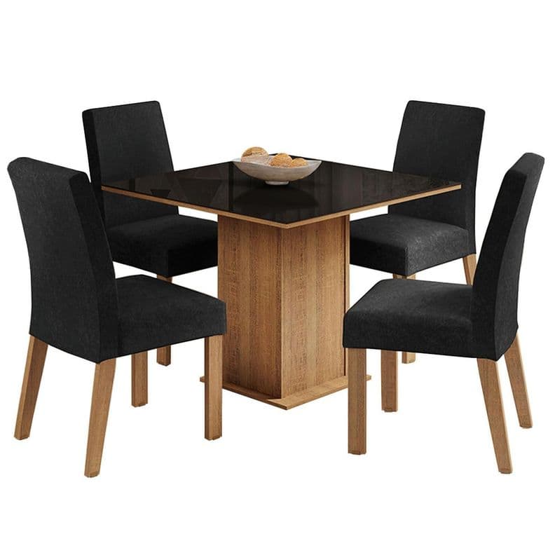Juego de Comedor Madesa Evelin con 4 Sillas Marron/Negro/Oxford Cafe