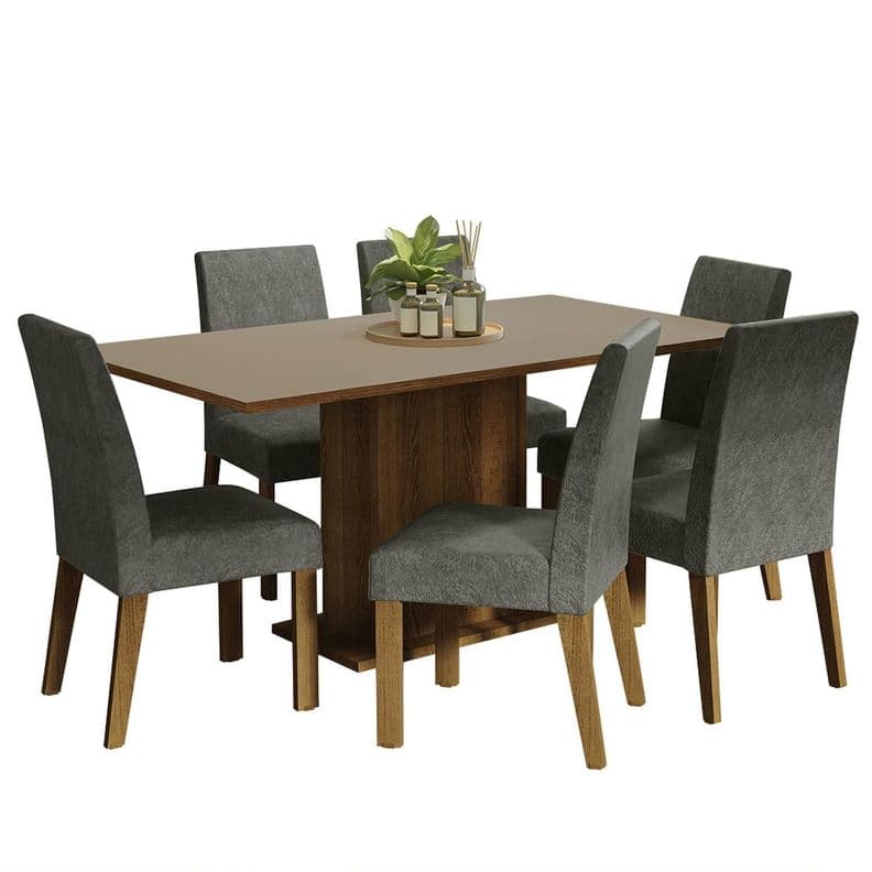 Juego de Comedor Madesa Renata Marron/Crema/Silver Cafe