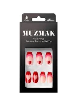 MUZMAK - Unas Press On Red Pop Coffin 36 U.