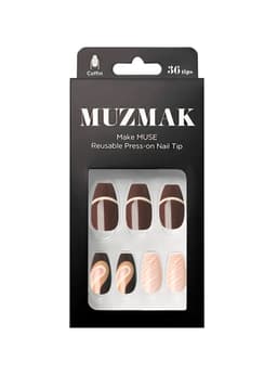 MUZMAK - Unas Press On Cafe Mocha Coffin 36 U.