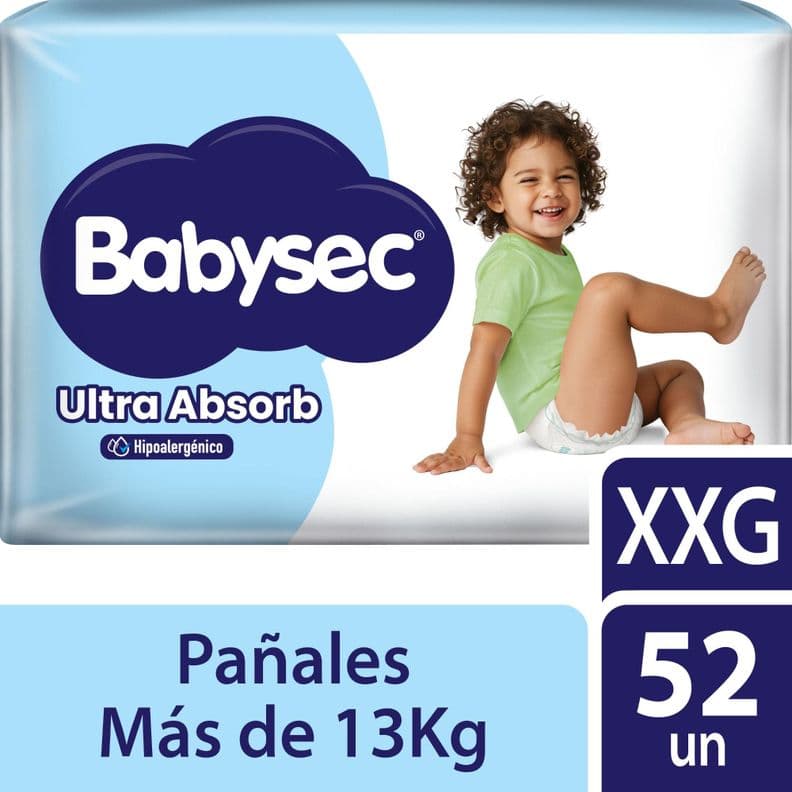 Panal de Bebe Babysec Ultra Absorb XXG 52un Blanco