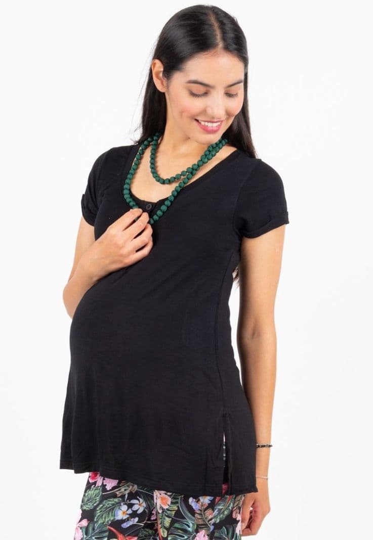 Polera Maternal Lactancia Paz Madremia Negro S