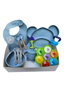 Kit De Alimentacion Silicona, Plato Bebe azul