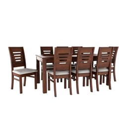 Juego de Comedor Roma 8 Sillas Nogal Mesa Rectangular Madera