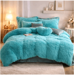 Cobertor Invierno Con Chiporro Celeste 2plazas+fundas Alm+funda Coji