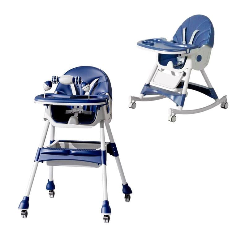 Silla Comer Bebe Doble Altura Safe Baby Mecedora Reclinable Azul