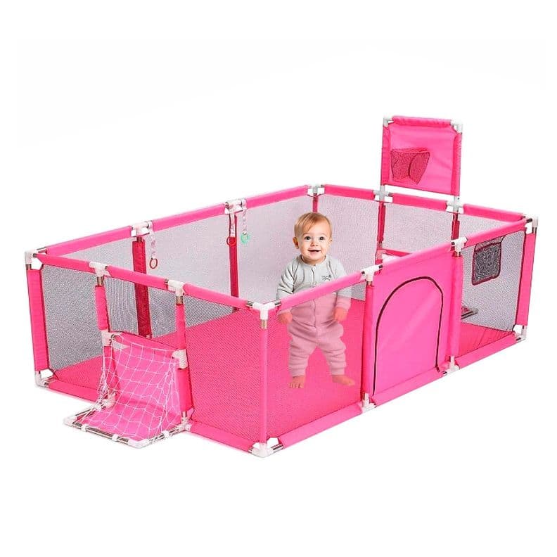 Corral Seguridad Bebes Aro De Basket 180cm Rosado