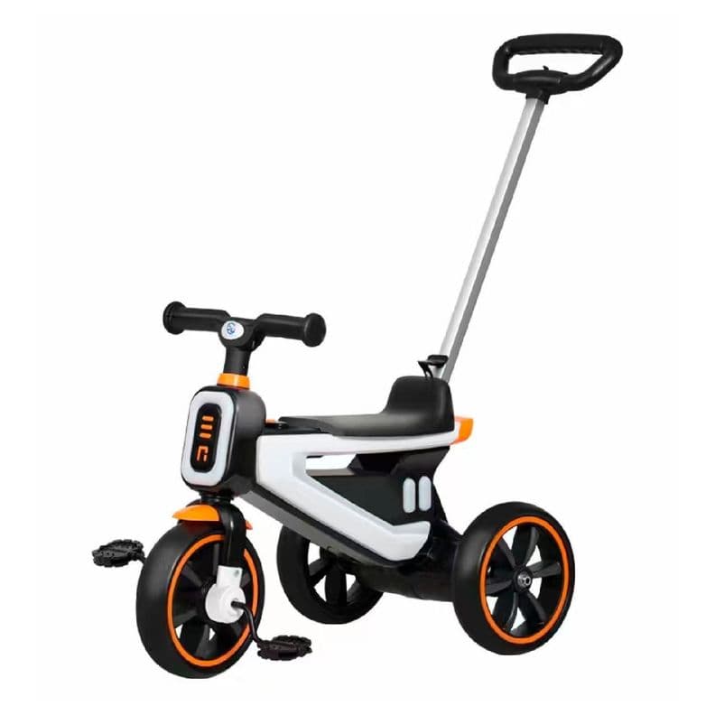 Triciclo Coche a Pedal 2 en 1 con Mango Desmontable Blanco