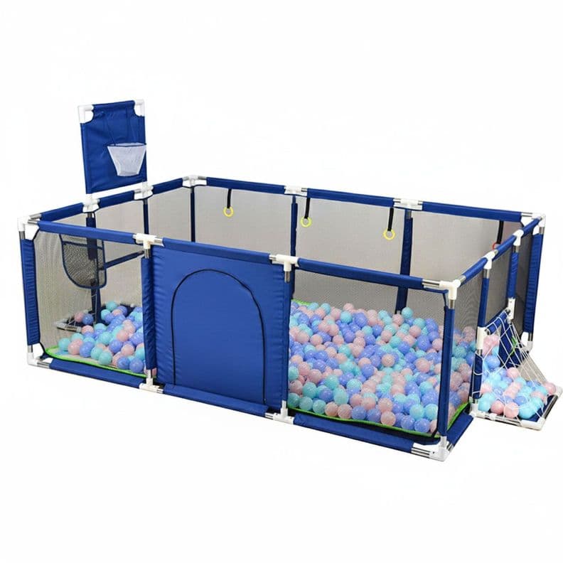 Corral de Seguridad Bebe 180cm Con Aro y Pelotitas Azul 180 CM
