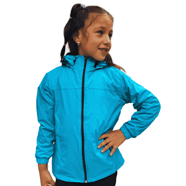 Chaqueta Cortaviento Impermeable Unisex Para Ninos Con Polar Celeste 8