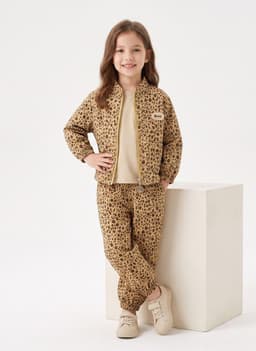Conjunto Buzo Ni a Animal Print Leopardo Con Chaqueta Cafe 8