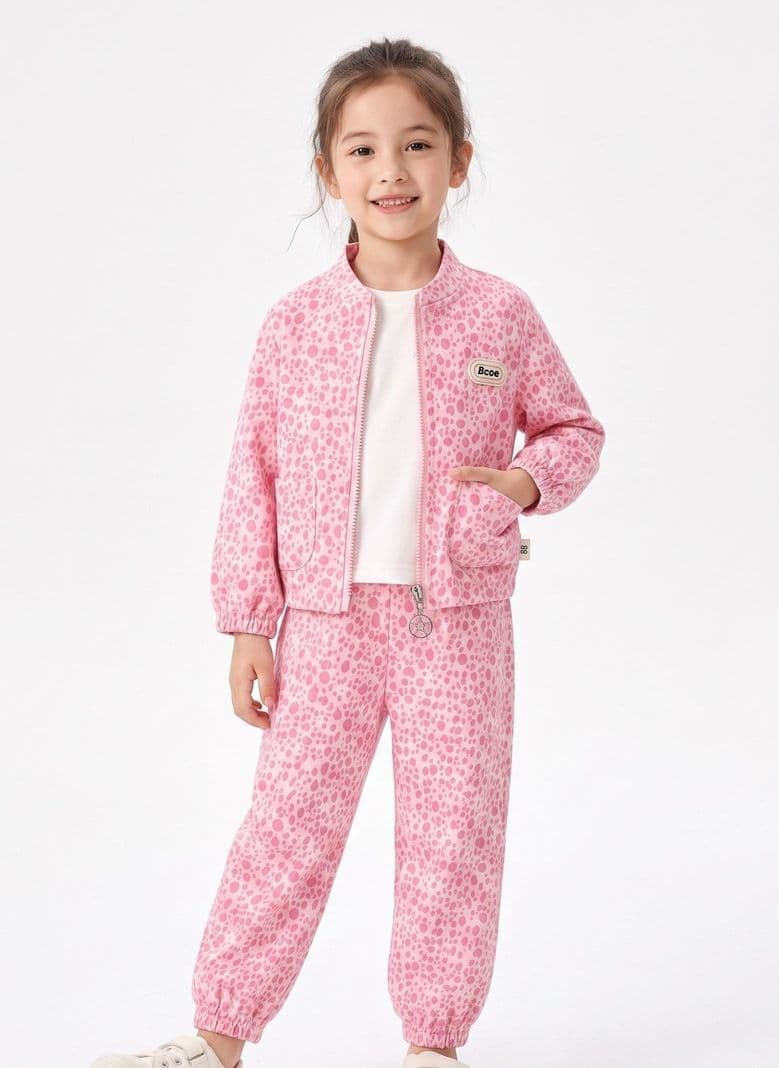 Conjunto Buzo Ni a Animal Print Leopardo Con Chaqueta Rosado 6