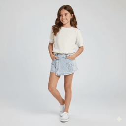 Falda Short Ni a Jeans Claro Ideal Verano 10