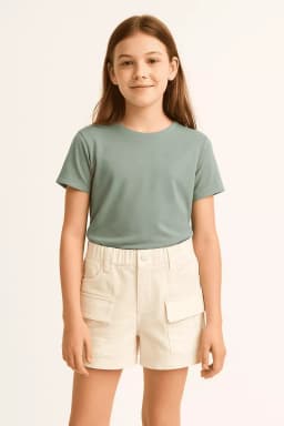 Short Cargo Nina Algodon Bolsillos Laterales Blanco 4