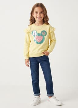 Poleron Nina Con Lentejuelas Magicas Reversibles Amarillo 2