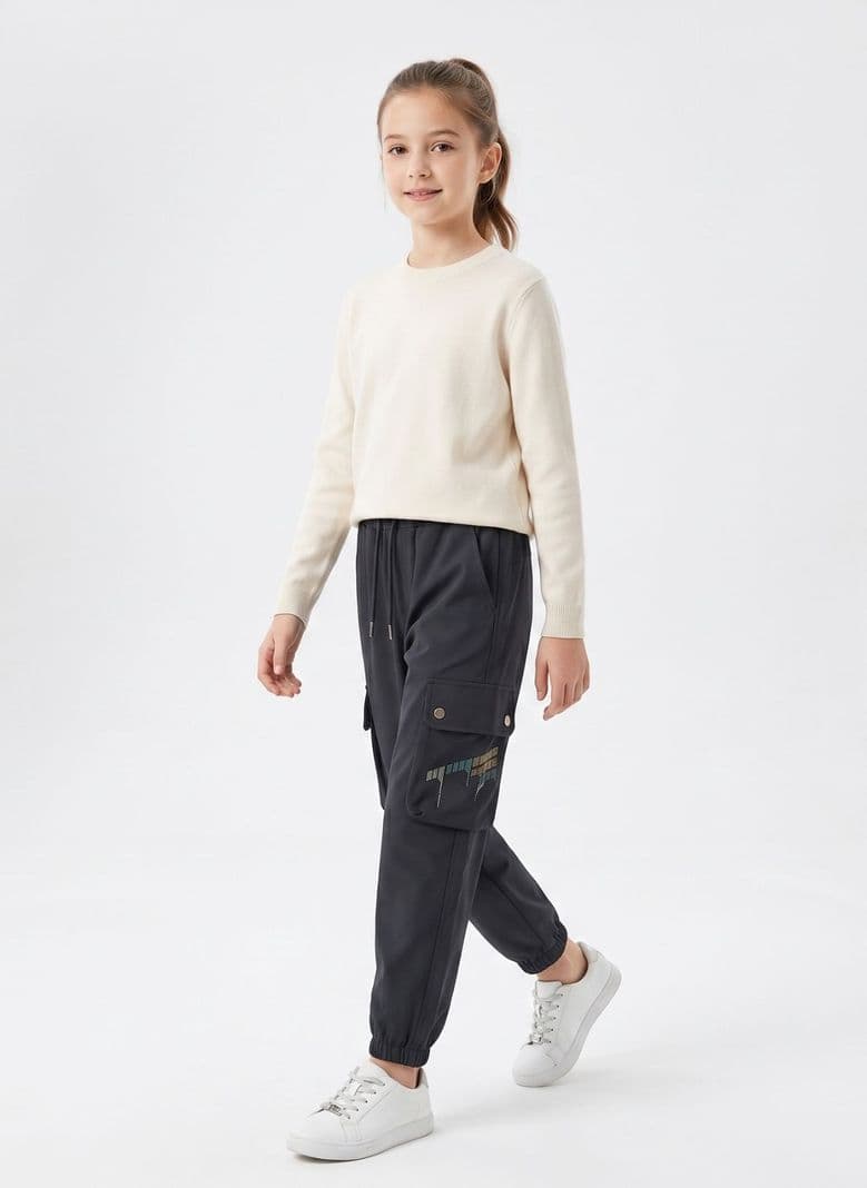 Pantalon Cargo Ni a Impermeable Jogger Moda Urbana Comodo Azul 12