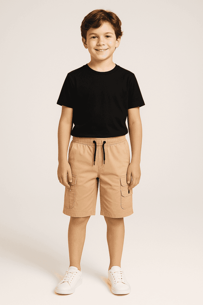 Bermuda Short Casual Cargo Ninos Moda Urbana Beige 10
