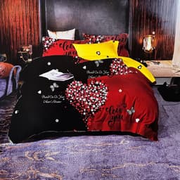 JUEGO DE SABANAS 2.5 PLAZAS KING CORAZON ROJO 620