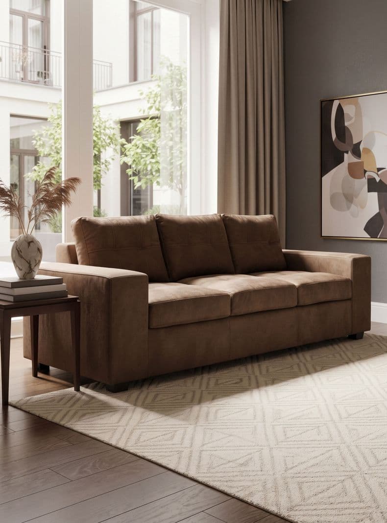 Sofa 3 cuerpos Lucca Felpa Cafe