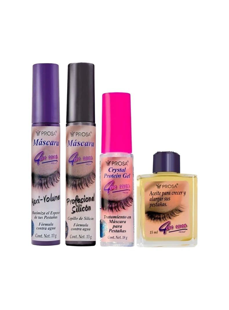 Pack Mascaras De Pestanas, Cejas Y Aceite Fortalecedor Prosa Negro