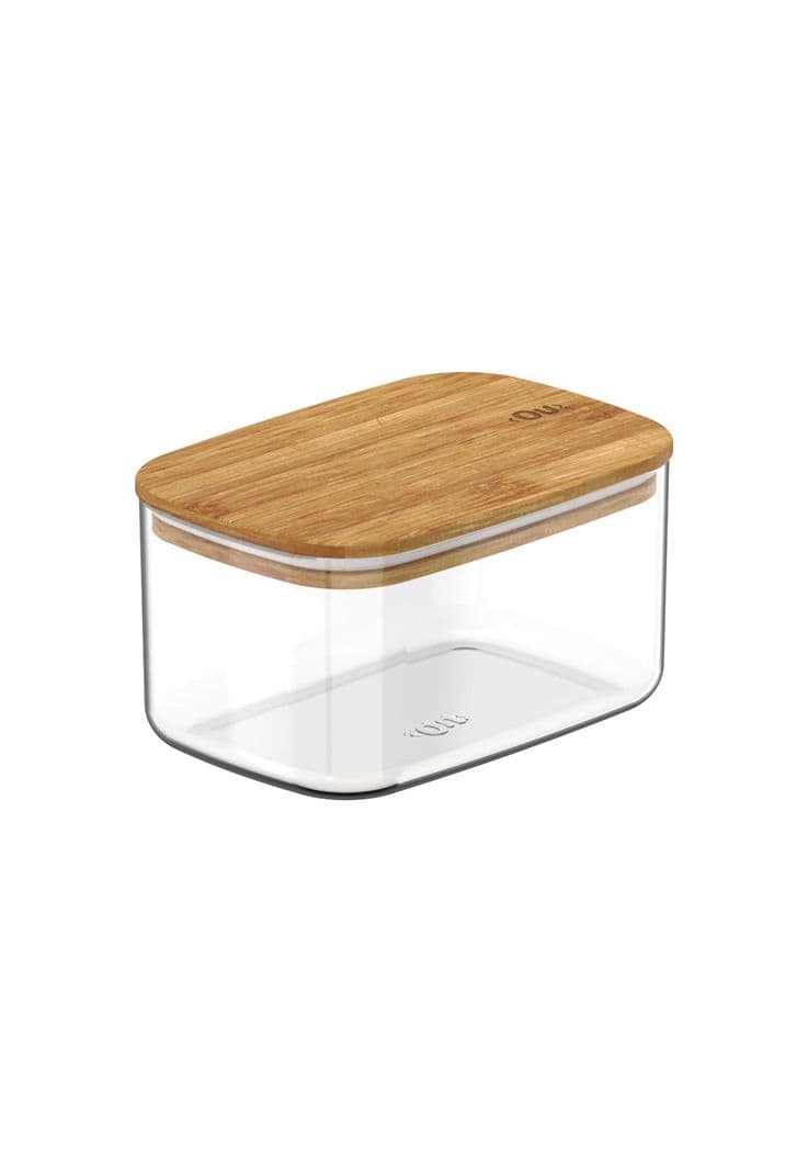 Contenedor Hermetico Rectangular con Tapa de Bambu Keep 0,65 lt Transparente Ou Diseno 2 S