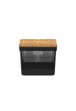Cesta Organizadora Grid Con Tapa De Bambu 20 L Negro