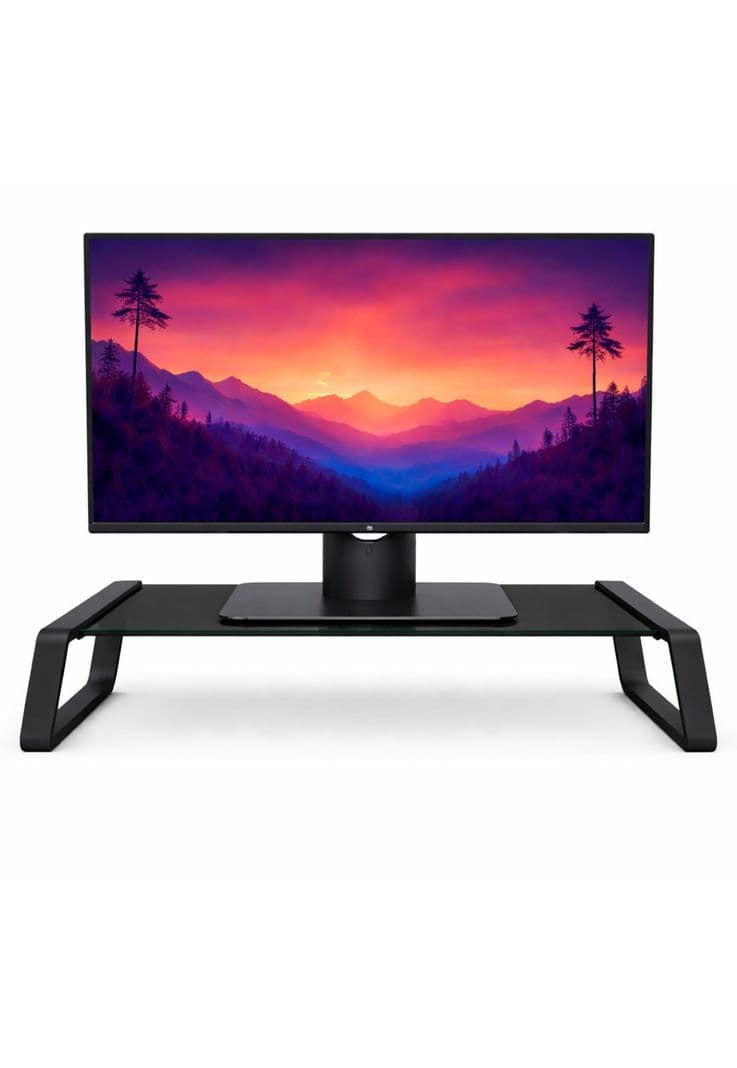 Soporte de Monitor Trust Monta Premium Tempered GLASS Black Negro