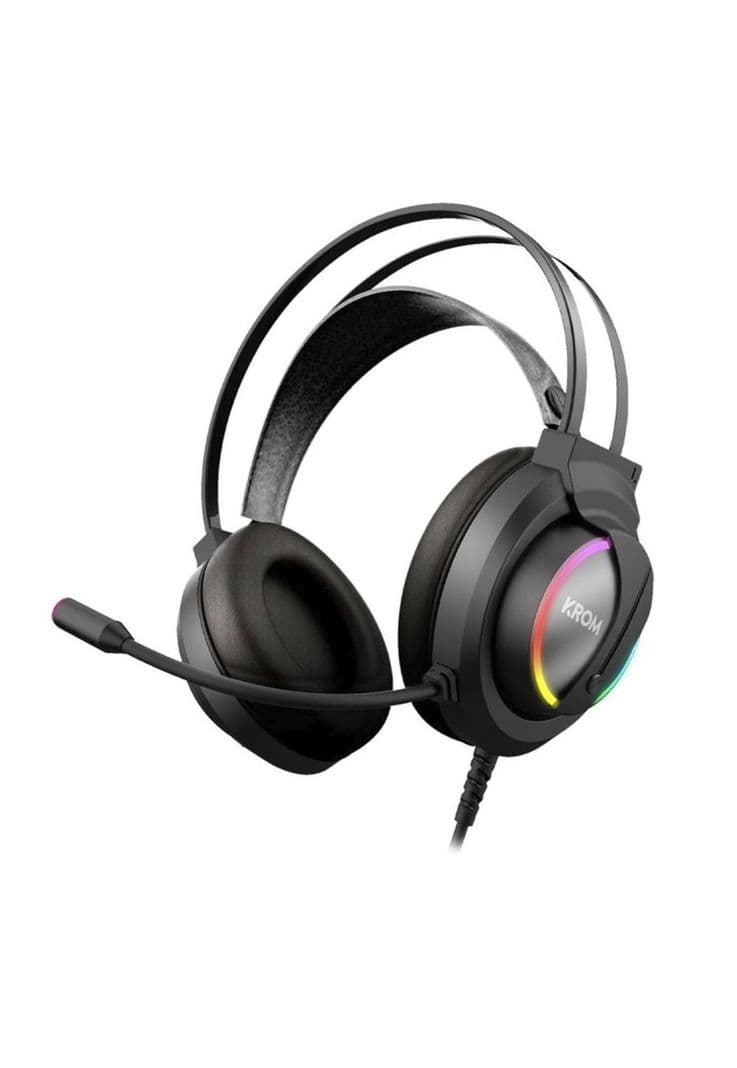 Audifonos Gamer Krom Kappa Rgb Dual Jack 3.5Mm Negro