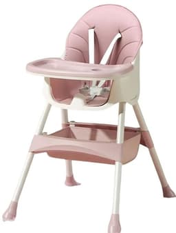 Silla De Comer infantil 2 En 1 plegable Rosado