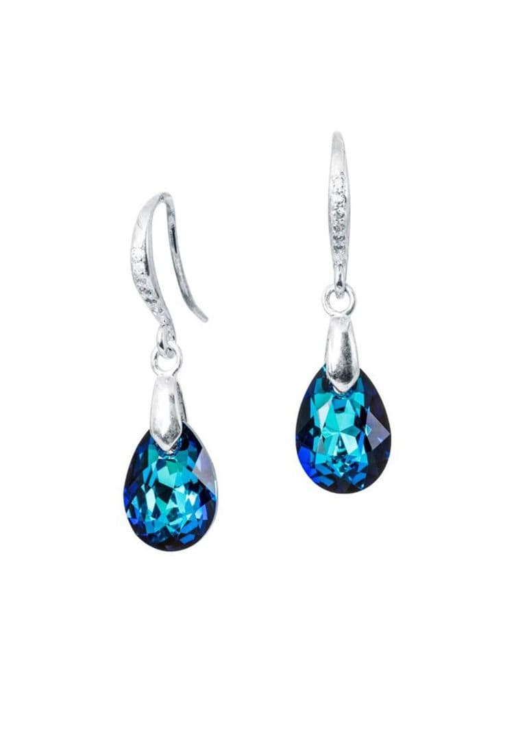 Aros Gota de Luz Plata 925 Cristal Swarovski Bermuda Blue