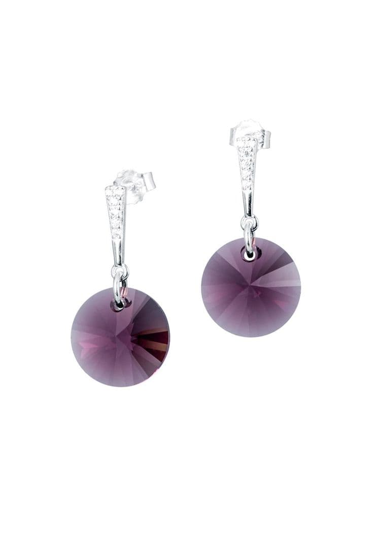Aros Paris Cristales Genuinos Amethyst Morado