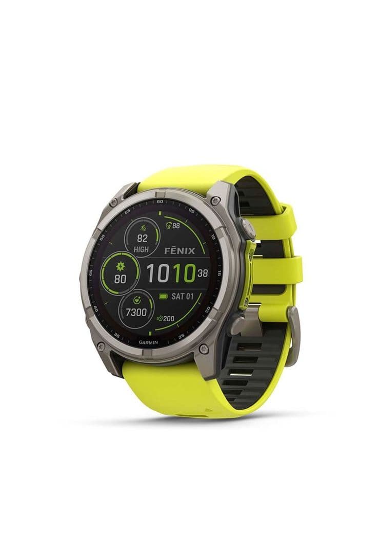 fenix 8 51mm, Solar Sapphire, Titanium with yellow/graphite Amarillo