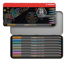 Stabilo Tiralineas Pen 68 Metallic Estuche Metal 8 Unidades Blanco