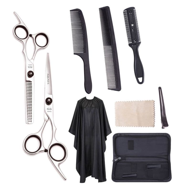 Set Tijeras 6' Peluquero Hogar Con Peines Estuche Y Capa Acero