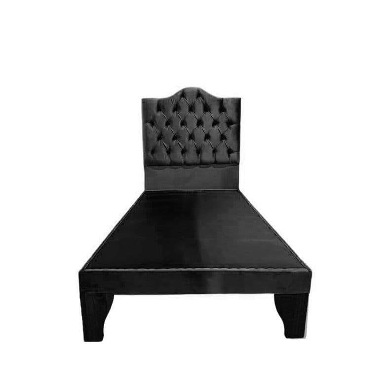 Cama 1,5 Plazas Ovalado, Incluye Base y Respaldo Negro Flobal