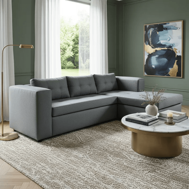 Sofa Seccional 4 Cuerpos Derecho - Repelente a Liquidos Gris 170x220
