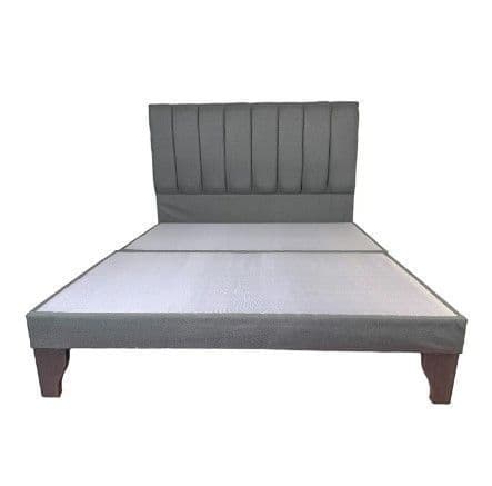 Cama 2 Plazas Franjas Incluye Base y Respaldo Gris Medio Flobal