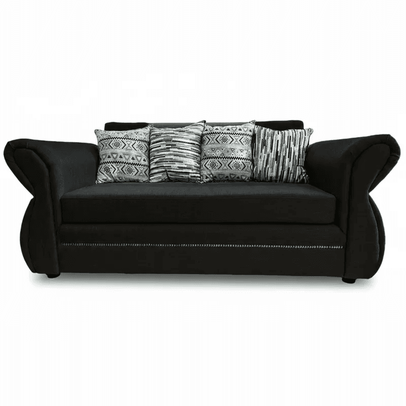Sofa Grecia 3 cuerpos Tela Negra Repelente a Liquidos Flobal