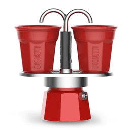 Cafetera Italiana mini Express 2 Tazas + 2 Vasitos Rojo