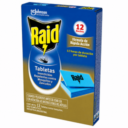 Raid 12 Tabletas Contra Zancudos Y Mosquitos Maxima Duracion Celeste