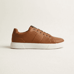Zapatilla Casual Hombre Cuero Cafe Suela Gruesa Blanca 39