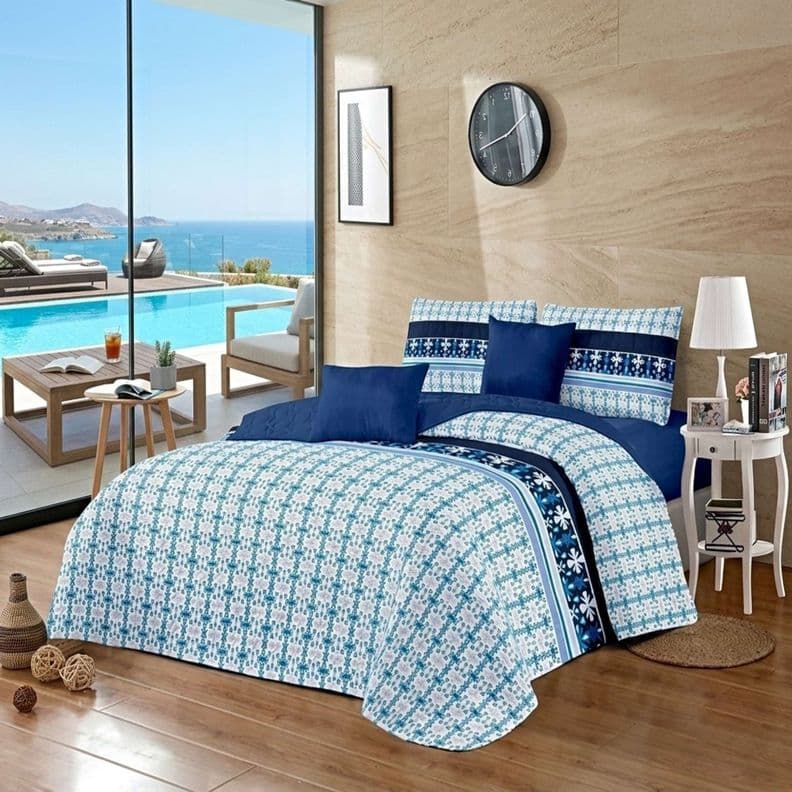 CUBRECAMA DE VERANO PLAZA Y MEDIA (180x230cm) A21 Azul