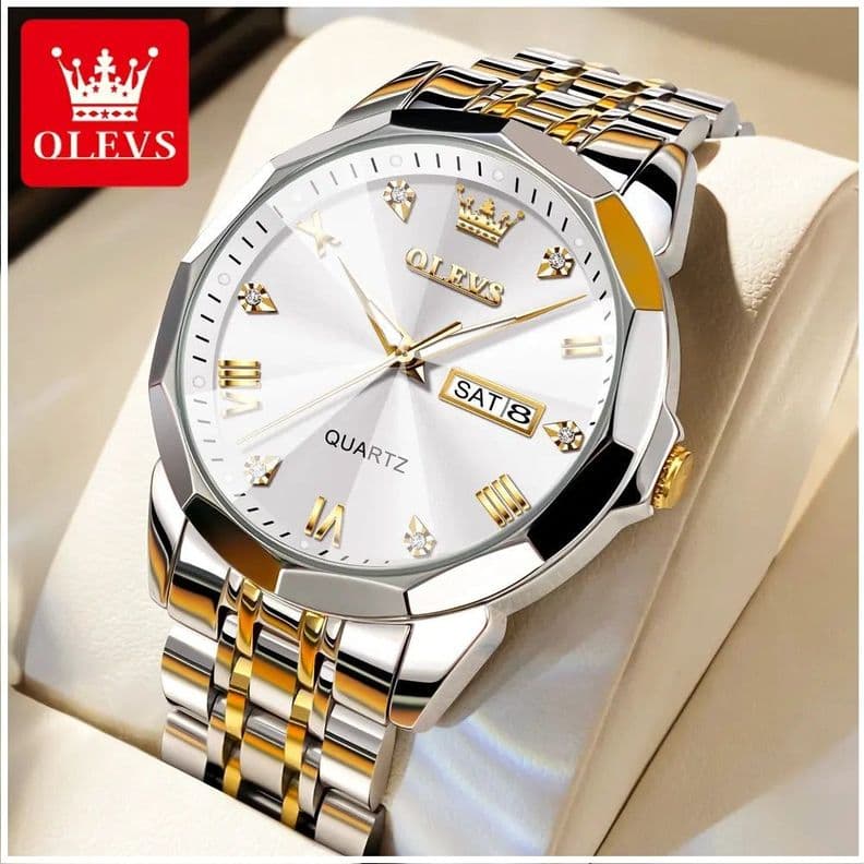 Reloj de Pulsera Hombre de Lujo Correa Bimetalica de Acero Inoxidable
