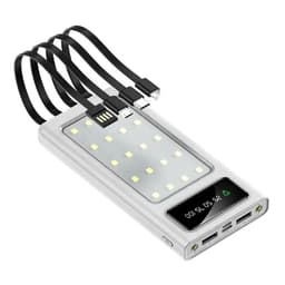 Power Bank 20000 mAh Carga Rapida Luces para Camping Multifuncional Blanco