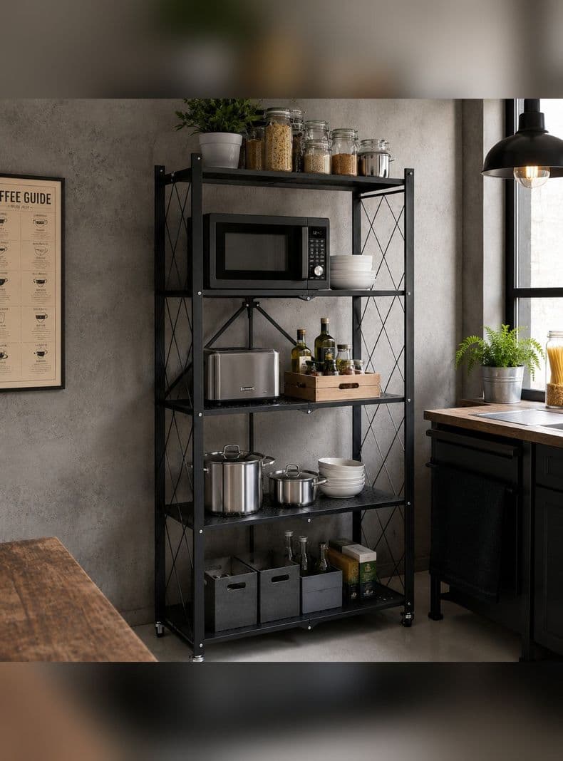 Estante Plegable 5 Niveles Organizador Acero Carbono Negro