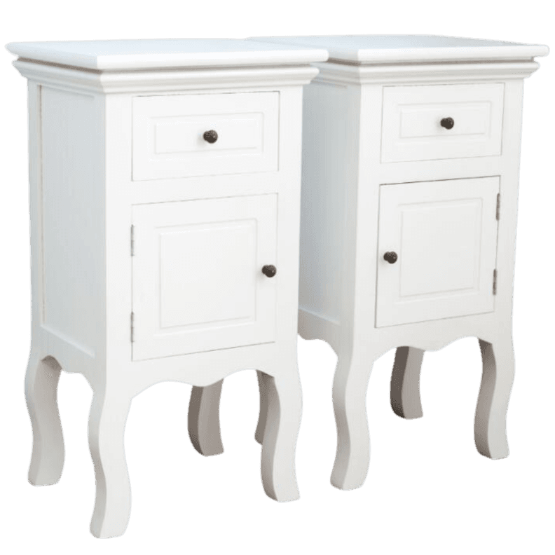 SET 2 VELADORES LIBRERO PARMA PUERTA + CAJON BLANCO Blanco/Blanco