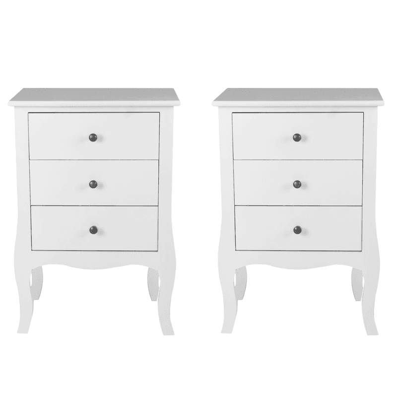 SET 2 VELADORES DORMITORIO GENOVA 3 CAJONES BLANCO