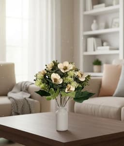 Set 5 Flores Artificiales Ramo Decorativo Magnolia Cardo Jhn