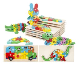Set 5 Puzzles Rompecabezas 3D Madera Animales Ninos Lau