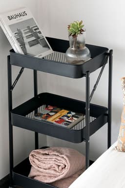 Carro Organizador Plegable con Ruedas Negro